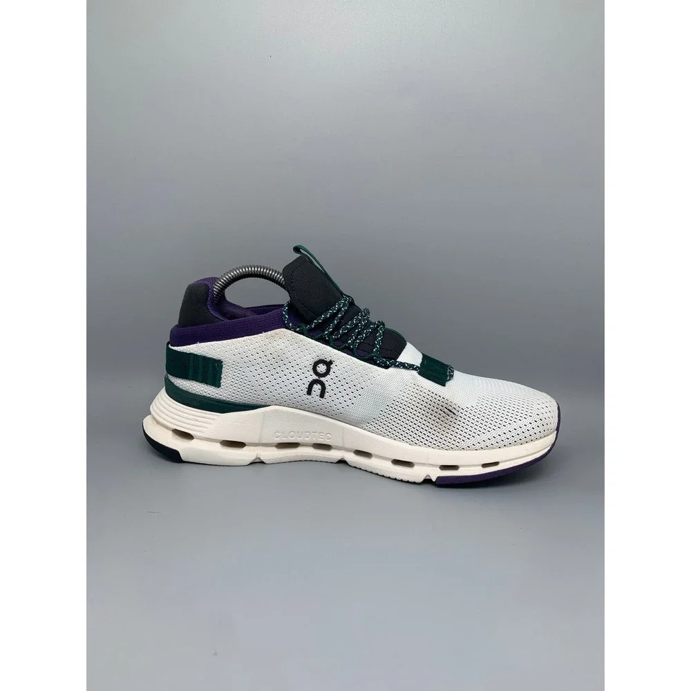 On Cloudnova White Purple Green Running Shoes 26.99115 Women's Sz 9